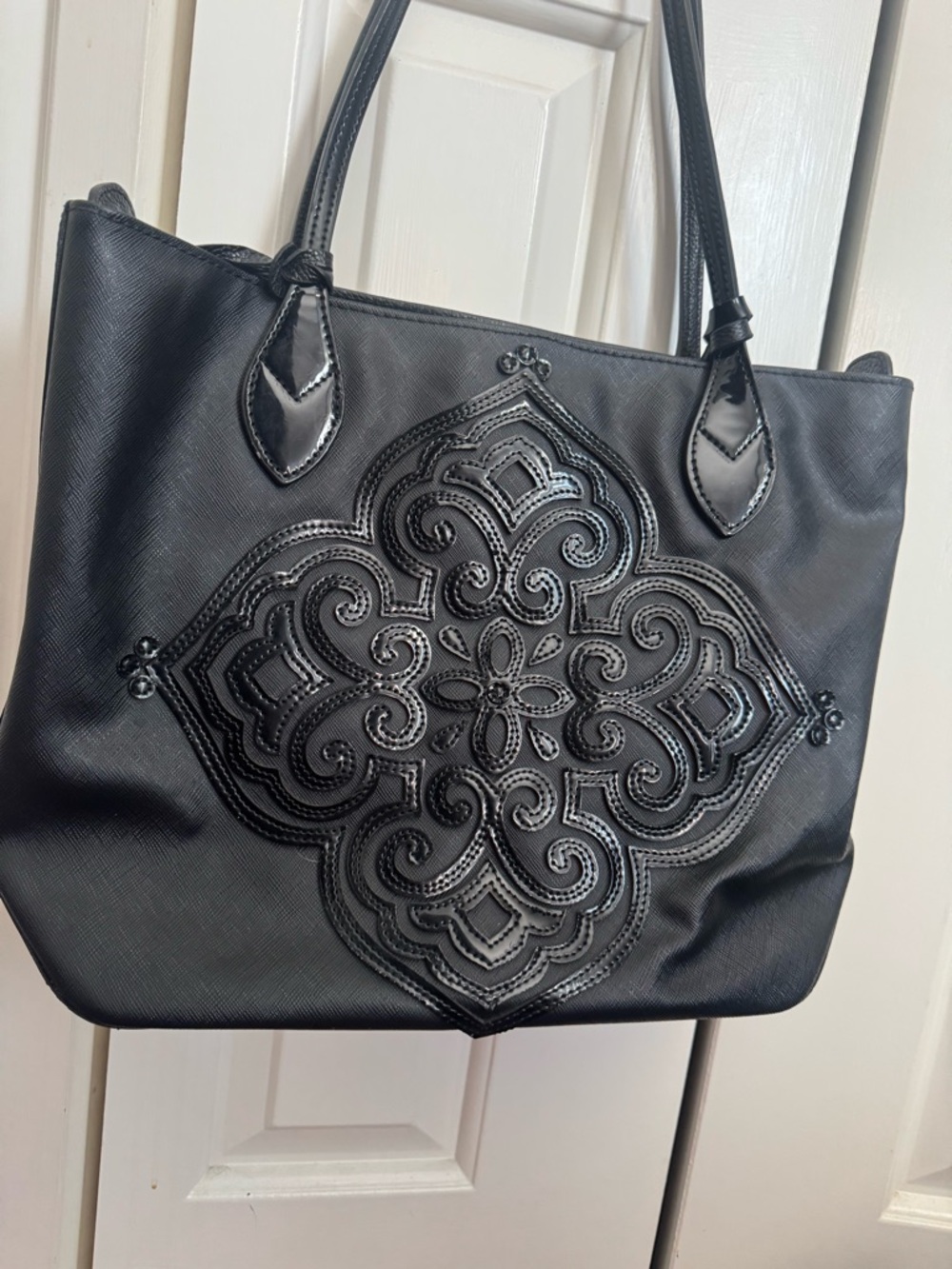 Brighton Black Women's Tote Bag with Decorative Medallion